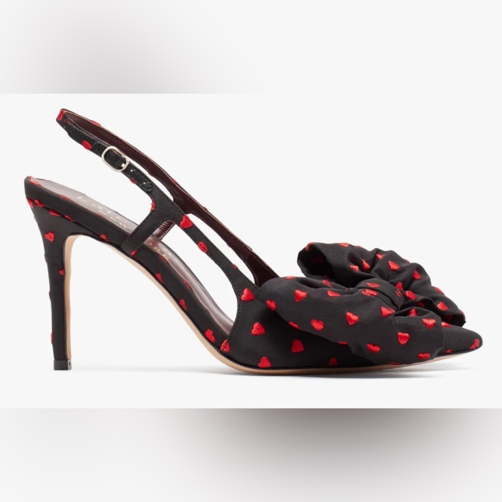 NEW kate spade Sheela Sling Taffeta with Hearts Size 8.5 - Picture 11 of 15